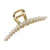 Pinza para el Cabello de Perla de Celebridad de Internet Pinza de Metal Pinza de Tiburón Pinza Grande para el Cabello Pinza Retro Adorno para la Cabeza Elegante para Mujeres