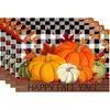 Mantel de Venta Caliente Transfronterizo Tema Otoño Decoración Acción de Gracias Mantel para Mesa de Cocina y Comedor Mantel de Lino Estampado Calabaza Hoja de Arce