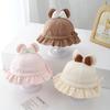 Chapéu de Bebê Estilo Primavera e Outono Chapéu de Pescador para Bebês Pequenos Chapéu de Princesa para Meninas Recém-Nascidas Chapéu de Balde com Laço para Outono e Inverno