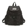 Mochila para estudante feminina 2026 novo modelo, tampa flip-top com estampa de bolinhas e estrelas, mochila casual de alta aparência para alunos do ensino fundamental II e médio