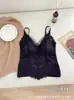 Roupa íntima bonita de outono quente com decote V de renda nas costas, com bojo, sexy, sem costura, camada base modeladora, colete escovado para mulheres