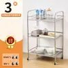 Carrinho Pequeno de Jantar de Aço Inoxidável Carrinho de Serviço para Bebidas e Panela Quente Carrinho de Empurrar à Mão Carrinho de Armazenamento para Beleza e Ventosaterapia Rack para Micro-ondas Forno de Cozinha
