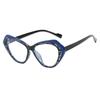 Gafas de Lluvia Estilo Nuevo Transfronterizo Europeo y Americano Bloques de Color Irregulares Ojo de Gato Antiluz Azul Lentes Lisos Marco Natural para Miopía