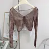 Camiseta Manga Longa Puro Desejo Cobertura do Teto com Cordão Malha de Alta Elasticidade Roupa de Yoga Modeladora Respirável Secagem Rápida Roupa Fitness