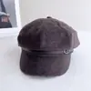 Gorra de estilo newsboy vintage de lana para mujer, gorra octogonal artística versátil elegante para el invierno, cálida y resistente al frío, moderna