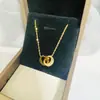 Collar de Acero de Titanio con Diamantes de Doble Anillo de Fila Única, Lujo Ligero, Versátil, Simple y de Gama Alta, Accesorios Versátiles, Estilo Caliente Transfronterizo