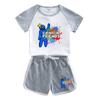 Traje de verano de Rainbow Friends para niños y niñas 2023 nuevo conjunto de dos piezas de algodón de dibujos animados para niños de manga corta y shorts delgados