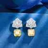 Set de Joyería Huabi Nuevo Otoño e Invierno Diamante de Alto Carbono Corte Flor de Hielo Cobre Incrustado Pendientes de Pétalo Piedra Principal 10*10