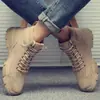 Botas de Combate Martin para Hombre Primavera 2025 Botines de Caña Media Zapatos de Cuero para Dedo Gordo Zapatos de Caña Alta Botas de Trabajo para Exteriores Botas Tácticas del Desierto