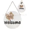Pingente Simples de Porta com Laço de Linho Decoração de Porta de Madeira Listagem WELCOME