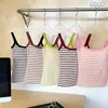 Nuevo Camisole de Punto Rayado de Verano con Sujetador Incorporado, Top de Punto con Tirantes Finos para Mujer