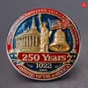 Broche de Acero Inoxidable con Cristal Plano Convexo Vintage Colgante Broche Conmemorativo del 250º Aniversario del Día de la Independencia Estadounidense