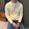 Cardigan de Tricô Trançado com Gola Alta Outono e Inverno Masculino para o Dia a Dia com Zíper Estilo Old Money Casaco Suéter Engrossado Comércio Exterior Transfronteiriço