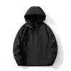 Chaqueta soft shell Niaojia para hombre con forro polar, engrosada, para exteriores, montañismo, cortavientos, impermeable, deportiva, casual, con capucha, moda