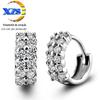 Brincos de Diamantes de Fileira Dupla Femininos Moda Coreana Elegantes Brincos de Argola de Diamantes Zircônia Joias de Orelha