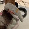Retro letras de metal outono e inverno Maillard headband preguiçoso socialite headband de pelúcia versátil alta Crânio top hairpin acessórios para o cabelo