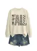 Amazon eBay sitio independiente casual cómoda versátil mujer otoño estampado cuello redondo manga larga sudadera comercio exterior en stock