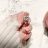 Anel de Pedra Preciosa Zircônia Cristal Rosa Mulher Rica Ajustável Banhado a Ouro Branco 18K Anel Articulado Coração Exquisito