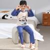 Pijamas para niños de algodón peinado, jersey de manga larga, primavera y otoño, con estampado de dibujos animados, ropa informal cálida para el hogar para niños y niñas.
