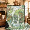 Manta con diseño de mapa de animales transfronterizo, hecha a medida, superventas en Amazon para niños y adultos, manta para pintar y garabatear a mano DIY
