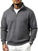 Sudadera con cremallera a media altura y cuello alto, color liso, jacquard, para hombre, otoño e invierno, informal, de peso pesado, manga larga, jersey