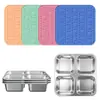 Contenedores de Acero Inoxidable para Snacks con Tapas de Silicona, Cajas de Snack Bento a Prueba de Fugas, Contenedores de Metal Reutilizables con Múltiples Compartimentos para Almuerzo, Aptos para Lavavajillas, Almacenamiento de Alimentos para Preparación de Comidas, Trabajo y Viajes