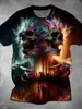 Camiseta Informal Versátil de Moda Tendencia de Alta Calidad con Estampado de Calavera para Hombre de Manga Corta, Transfronteriza Europea y Americana, Nueva 2025