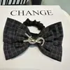 Scrunchie de tweed xadrez com brilho estilo coreano para mulheres, acessório de cabelo de luxo leve para o dia a dia para prender o cabelo na parte de trás da cabeça