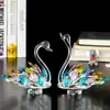 Adornos de Cisne de Cristal, Vitrina para Vestíbulo de Sala de Estar, Decoración Sencilla para el Hogar, Regalo de Boda, Aparador de Vino, Cristal Blanco