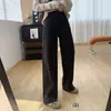 Versiones Cortas y Largas Dobles~Jeans Rectos Adelgazantes de Tiro Alto para Mujer, Nuevo Estilo de Otoño, Holgados, Caídos, Pantalones de Pierna Ancha H100502