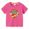Ropa infantil transfronteriza 2023, camiseta de manga corta de verano para niños, camiseta básica de dibujos animados para niños y niñas, camiseta de media manga para bebé, marea superior