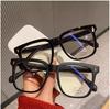 Gafas Retro de Marco Negro Grande con Espejo Plano Anti-Luz Azul para Mujer Sin Graduación Artefacto de Maquillaje Sencillo Normcore Gafas Terminadas para Hombre