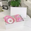 Taza de Café de Porcelana Ósea para el Hogar Serie Cielo Estrellado Colorido Dijia Taza Doble Rosa con Platillo Taza y Platillo para Pareja con Dibujo Animado