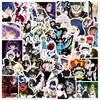 50 Hojas Pegatinas de Dibujo Black Clover Traje de Motocicleta Maleta Cuaderno Pegatinas Impermeables