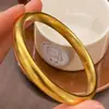 Pulsera Estilo Antiguo Corazón de Loto Sutra para Mujer, Anillo Sólido Liso, Diseño de Espalda de Pez Lodo, Alta Retención de Color, Joyería Chapada en Oro