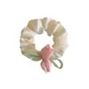 Lazo para el Cabello de Encaje de Tul con Estilo Primavera-Verano, Cuerda para el Cabello Blanco Crudo con Flores Rosas, Lazo Elástico de Alta Elasticidad para Niñas