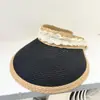 Novo Chapéu de Palha com Viseira de Renda Estilo Coreano para Mulheres Primavera Verão Proteção Solar Chapéu de Sombra Chapéu de Férias Chapéu de Praia Chapéu de Sol Trançado Moderno