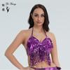 Top de rendimiento con lentejuelas europeas y americanas, sujetador de lentejuelas para danza del vientre DS, traje con borlas de lentejuelas para escenario de discoteca