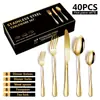 Conjunto de Talheres de Aço Inoxidável Transfronteiriço Amazon Conjunto de 40 peças Conjunto de 5 peças Faca, Garfo e Colher para Bife e Sobremesa Ocidentais 8 pessoas