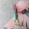 Cordón para Teléfono Anudado Bloque de Color, Cordón Tejido Corto Creativo, Llavero para Funda de Teléfono, Correa Desmontable Anti-Pérdida 12cm