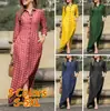 Vestido informal de vacaciones para mujer, de manga larga, con solapa y estampado floral, de algodón, con botones y camisa larga