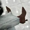 Botines de Tacón Alto Puntiagudos de Gamuza Negra para Mujer 2026 Otoño/Invierno Nuevo Estilo Coreano Botas de Media Caña de Tacón de Aguja Delgado Elásticas