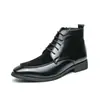 Botas de Cuero de Caña Alta con Parches de Moda Estilo Británico Tallas Grandes para Hombre Otoño/Invierno Nuevos Zapatos de Cuero Formales para Negocios y Uso Diario