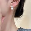 Brincos de Metal com Pérolas Estilo Minimalista Francês, Luxo Leve, Sensação de Alto Padrão, Temperamento Suave, Versátil, Adequado para o Dia a Dia, Brincos da Moda