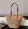 Bolso Tejido de Rafia Estilo Vacaciones Coreanas para Mujer Bolso Tote de Gran Capacidad Estilo Vacaciones de Verano Bolso de Hombro de Celebridad de Internet
