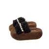Pantuflas de Algodón de Moda, Pantuflas Peludas para Mujer, Nuevo Estilo para Usar al Aire Libre, Estilo Universitario de Otoño e Invierno, Modernas y Cómodas, Suela Gruesa, Súper Populares para Otoño e Invierno