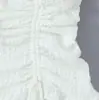 Vestido Tanque Dulce con Volantes, Fruncido, Cintura de Cordón, Cuadros de Burbujas Blancos Estilo Francés, Nuevo Vestido Corto sin Tirantes 2026