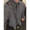 Moda coreana de primavera y otoño, estilo retro a la moda, estilo "Old Money", camisa corta a cuadros de manga larga para hombre, holgada, casual, chaqueta, moderna