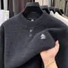 Suéter Masculino de Lã Fleece Gola Redonda Transfronteiriço, Novo Estilo Inverno 2026, Estética Old Money, Engrossado para Aquecimento, Suéter de Tricô Masculino