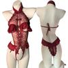Lingerie Sexy Abertura Frontal Camisola Reunida Pijama Cheongsam Renda Sexy Tentadora Uniforme Quente Macacão Feminino